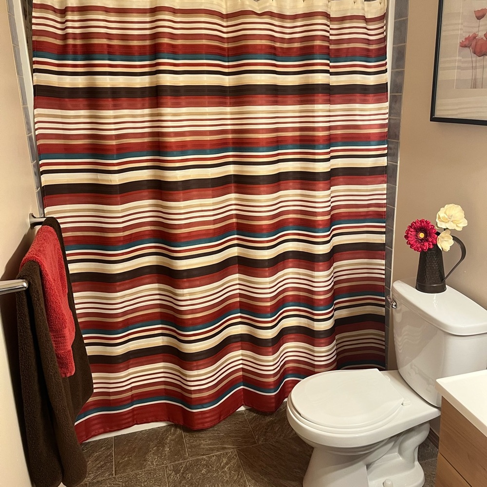 Striped shower curtain